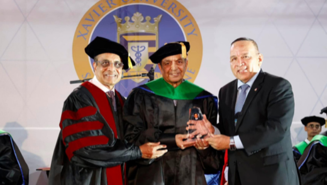 Dr. Sampat Shivangi Honored With Lifetime Achievement Award By Xavier University In Aruba