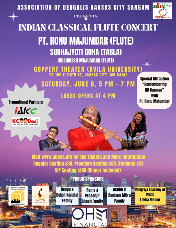 Indian Classical Flute Concert on June 8
