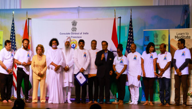 Indian Consulate, San Francisco Celebration of the 10th International Day of Yoga at Heartfulness Institute in Fremont