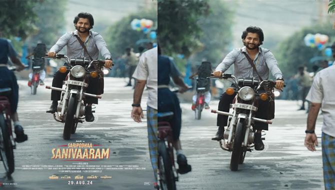 Nani’s Second Look From Saripodhaa Sanivaaram is out now