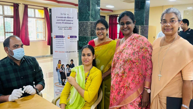 A Cervical Cancer Vaccination drive held at  St. Francis College for Women, Begumpet