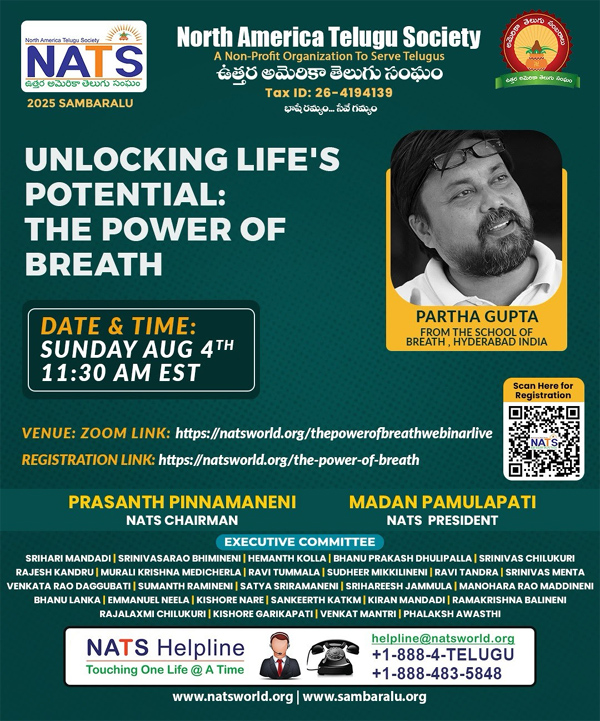 NATS Webinar on Unlocking life's Potential : Power of Breath by Partha Gupta